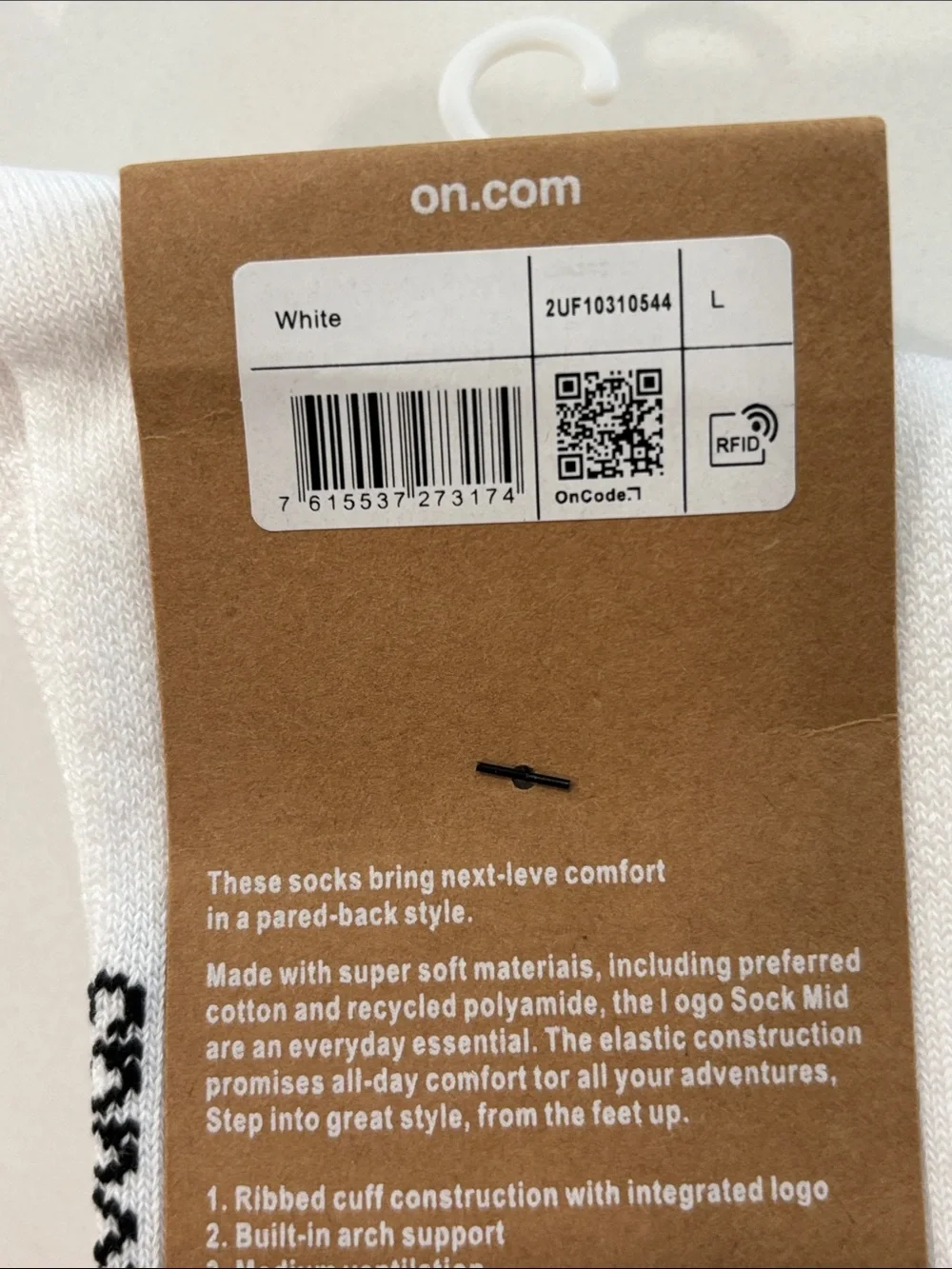 Men’s On Logo Sock High 3/Pk Large